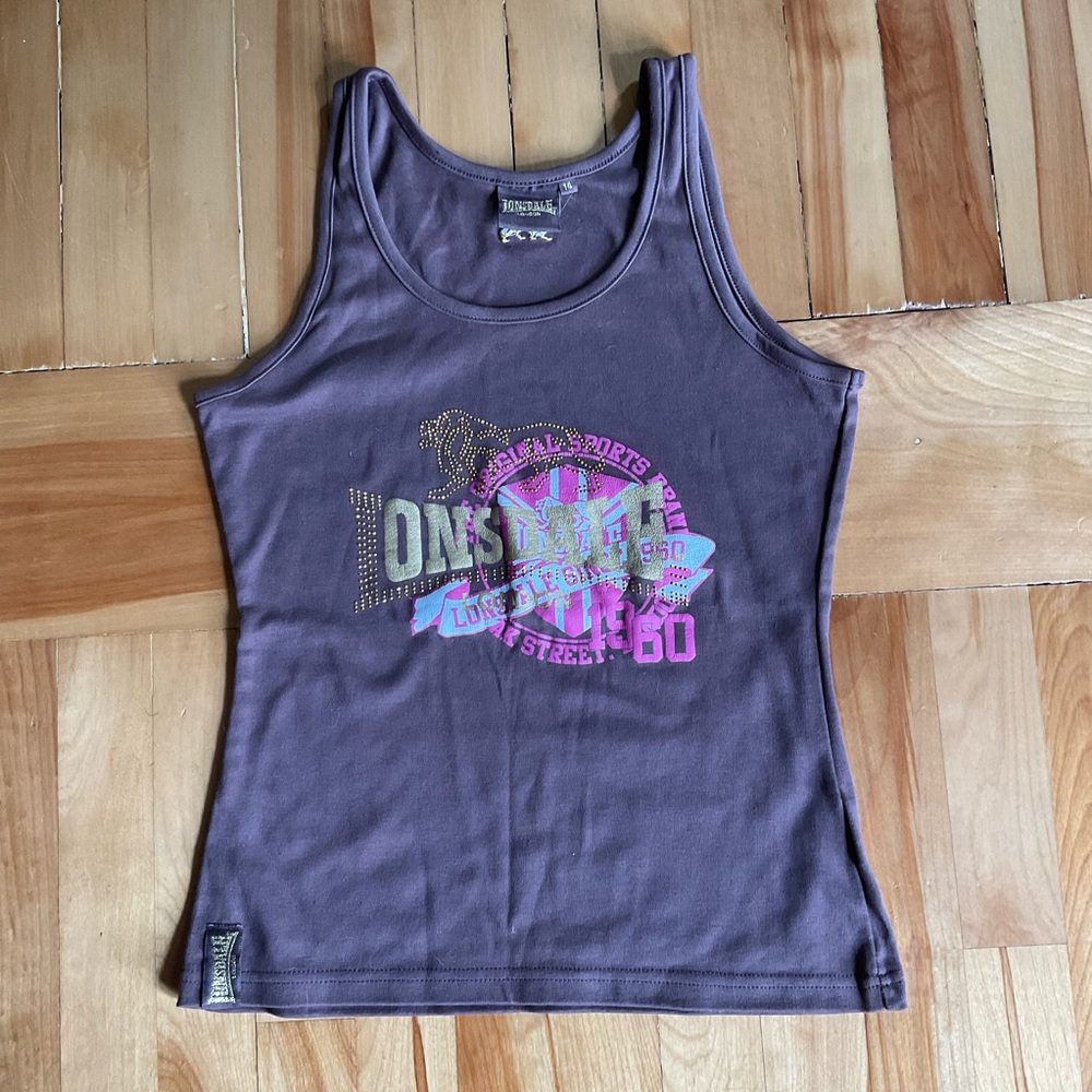 Vintage Y2K Lonsdale London Graphic Studded Tank Top